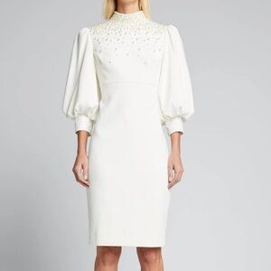 Badgley Mischka Balloon Sleeve Pearl Adorned Cocktail Dress New With Tags US 4